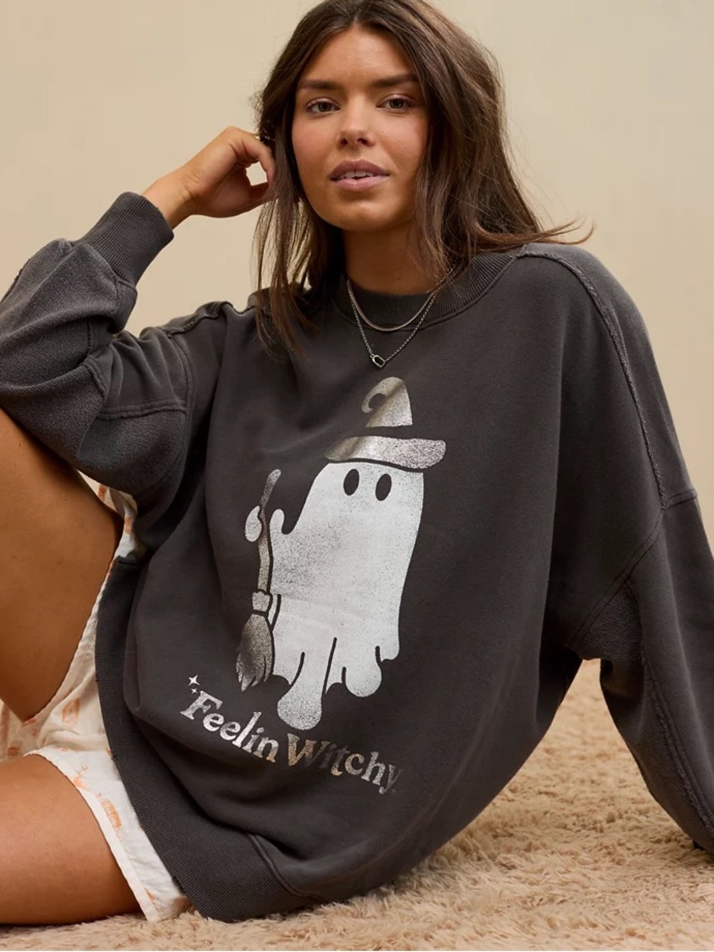 Aerie Halloween Big Chill Oversized Crew Sweatshirt Rare